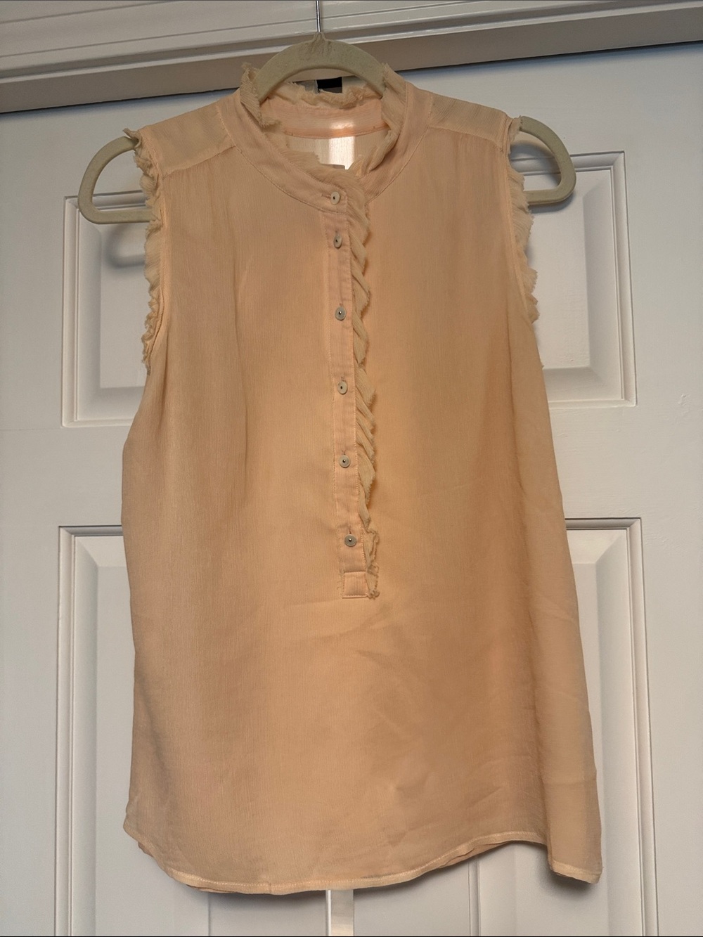 J. Crew Peach Ruffle-Trim Sleeveless Blouse